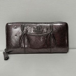 Coach Madison Metallic Leather Accordion Zip Wallet Nickel/Gunmetal No 46848